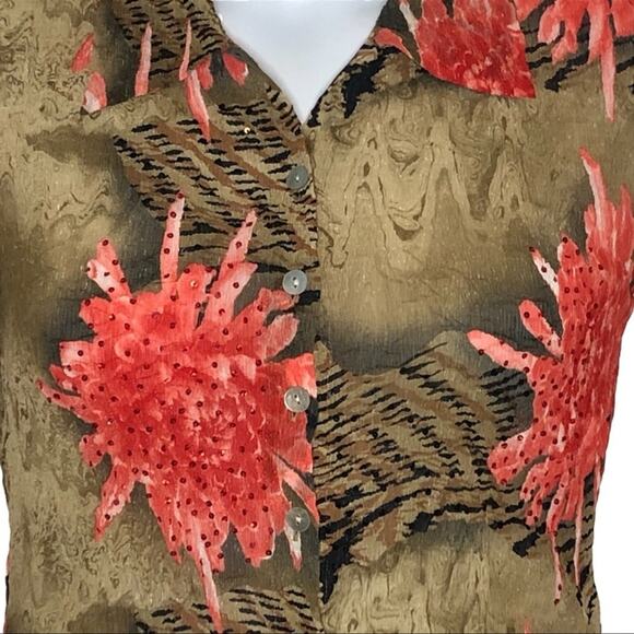 Vintage Alberto Makali Y2K Semi-Sheer Crinkle Abstract Blouse Size Small NWOT - Picture 4 of 14